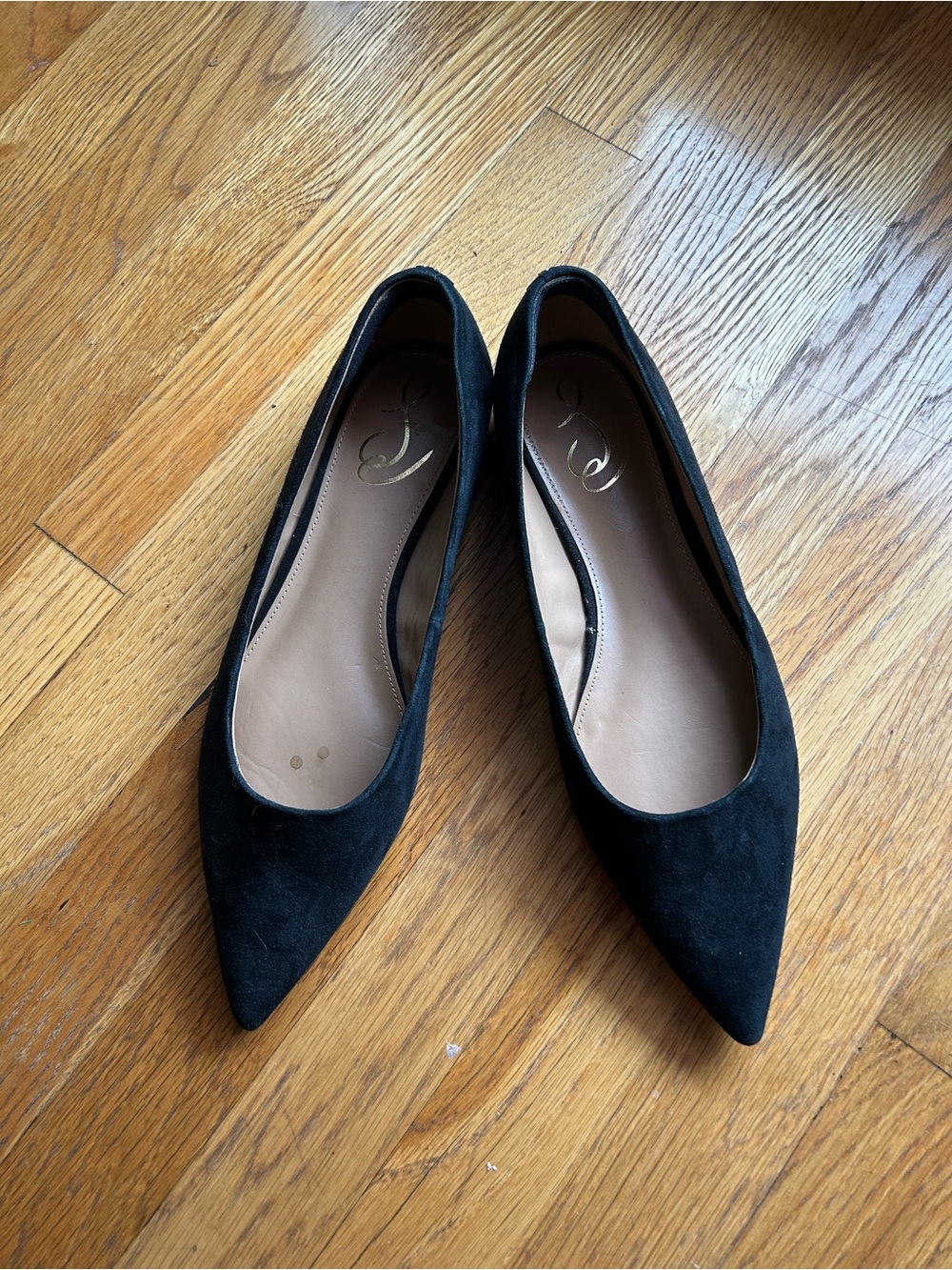 Sam Edelman Black Pointed-Toe Suede Flats